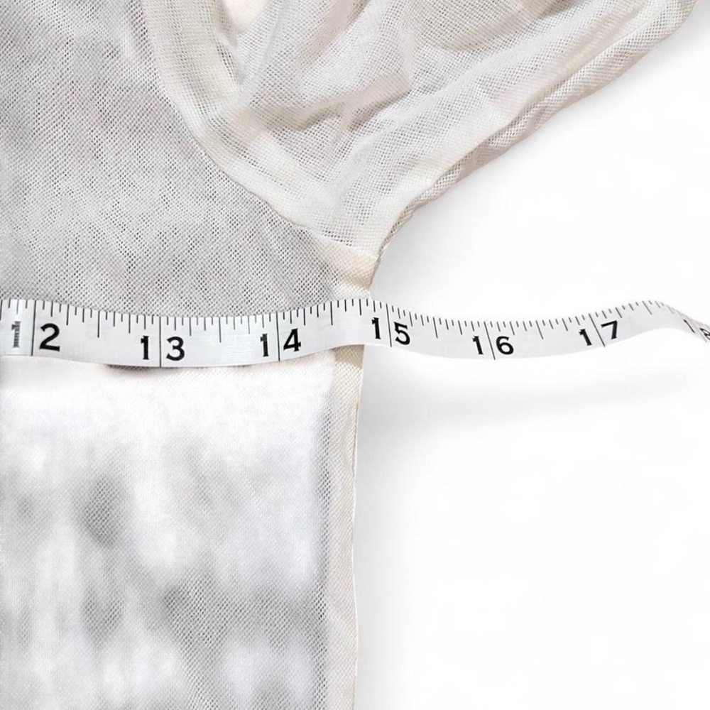 Women’s Sheer Layering Ruffled Feminine Cropped White Long Sleeve Top - Picture 4 of 5